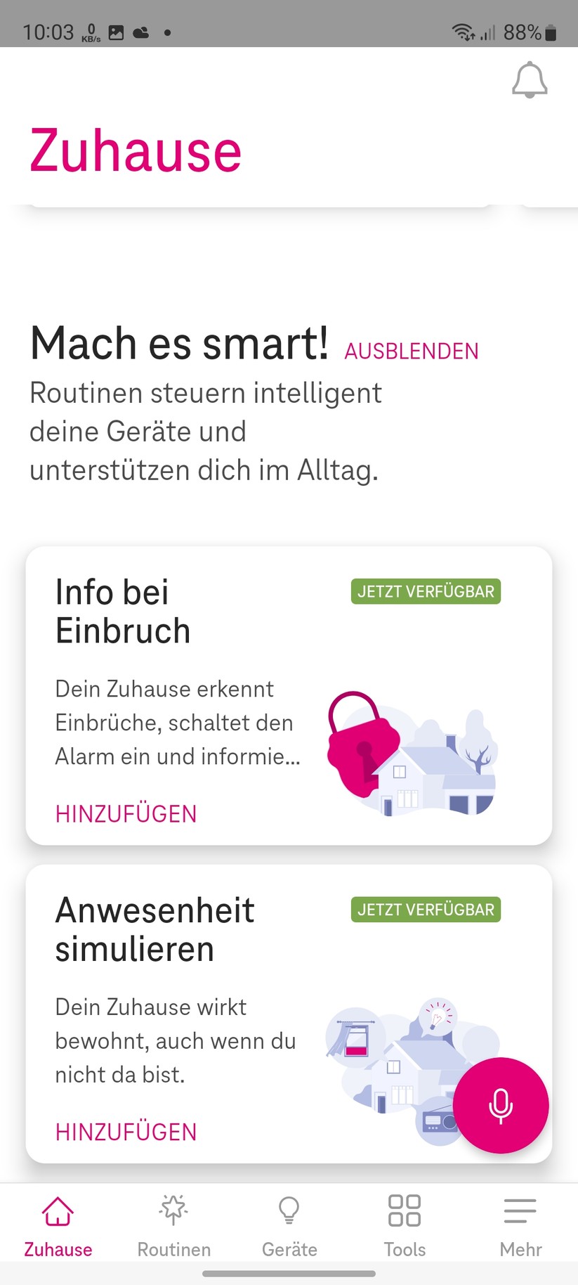 Magenta Zuhause mit Home Base 2: Routinen, Geräte, Tools, Einstellungen