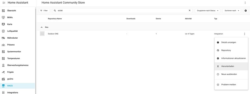 Solakon One: Integration in Home Assistant