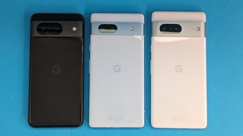 (v.l.n.r.) Google Pixel 8, Google Pixel 7a, Google Pixel 7