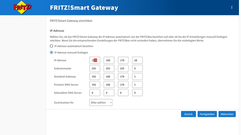 Fritz Smart Gateway: Browser-Oberfläche