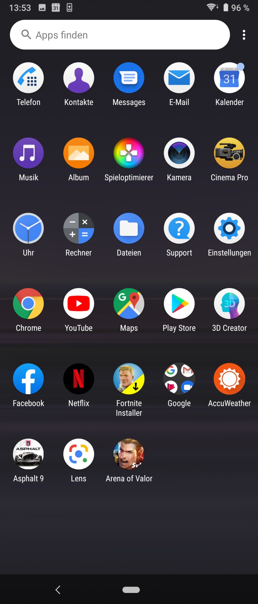 Hauptmenü (App-Drawer)