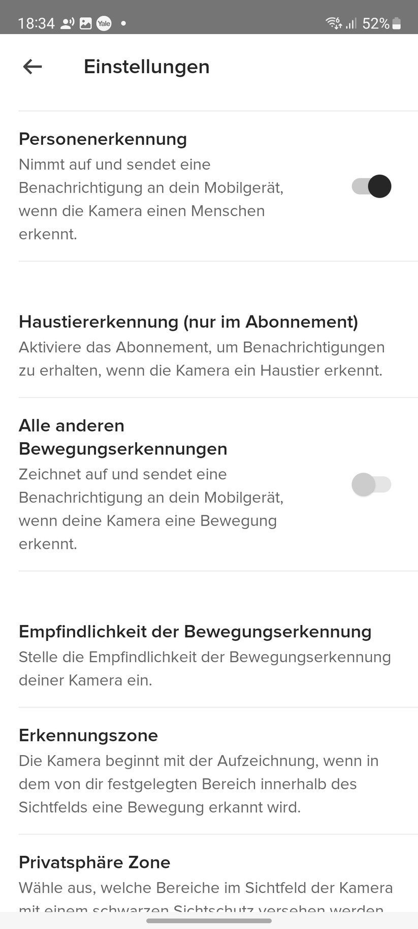Yale Smart Indoor Camera: Konfiguration