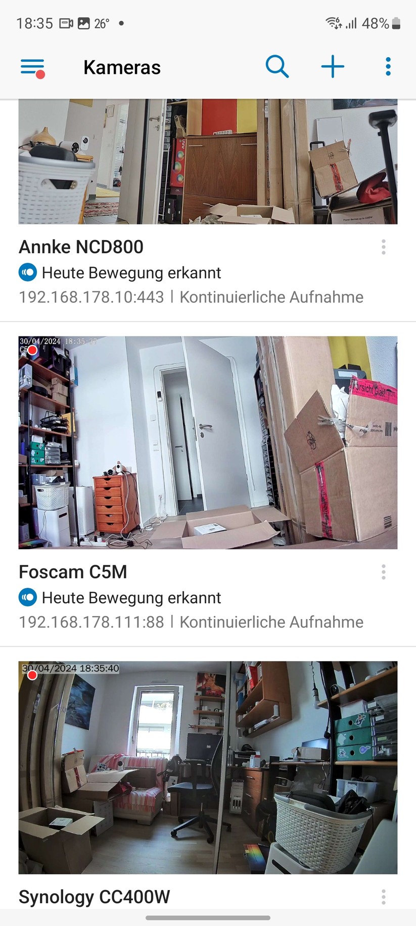 Foscam C5M 3K: Dank Onvif-Support können Anwender die Kamera auch mit Dritthersteller-Lösungen wie Synology Surveillance Station betreiben.