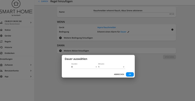 Über smarthomebyhornbach.com können Anwender ihr Smart Home bequem vom Desktop aus verwalten. Die Web-Oberfläche bietet die gleichen Funktionen wie die App.
