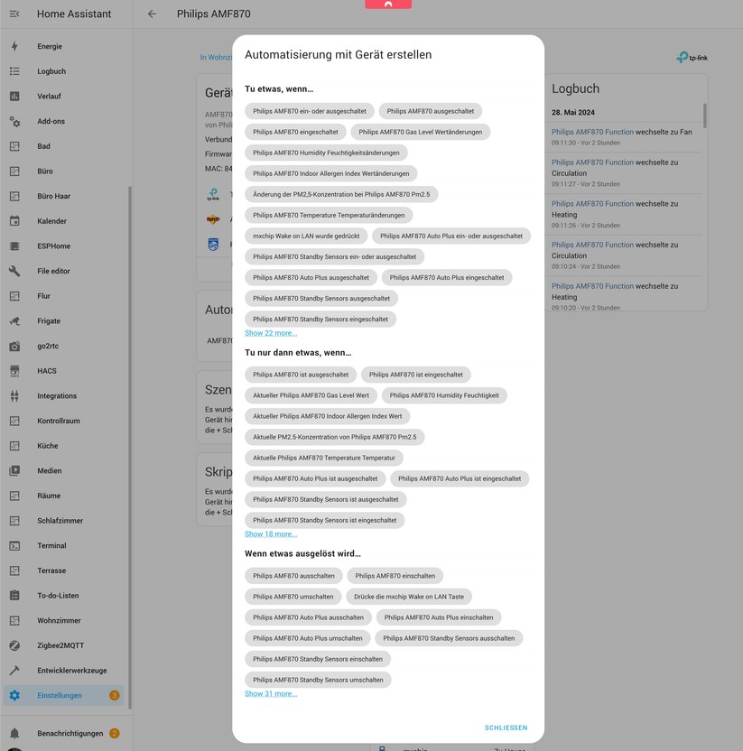 Philips Air Performer AMF870 im Test: Integration in Home Assistant
