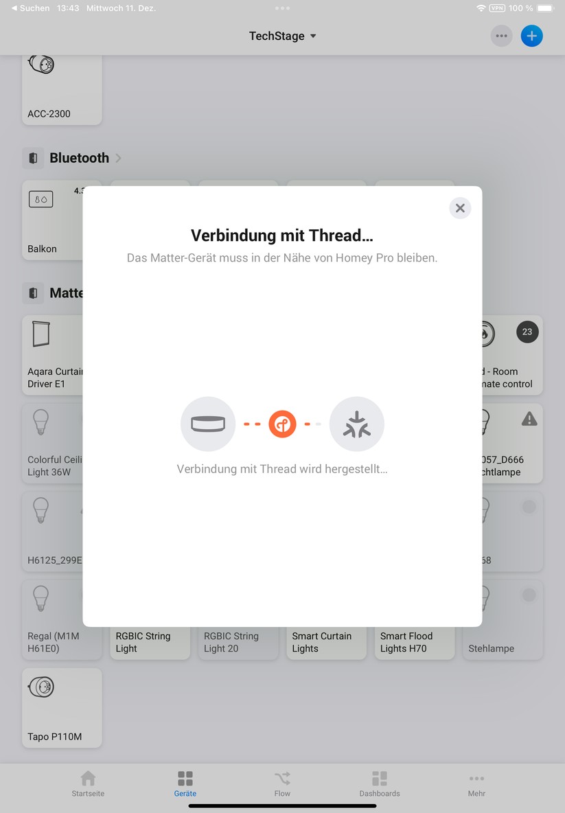 Tado X: Dank Matter kann man das Heizkörperthermostat auch mit Homey Pro steuern.