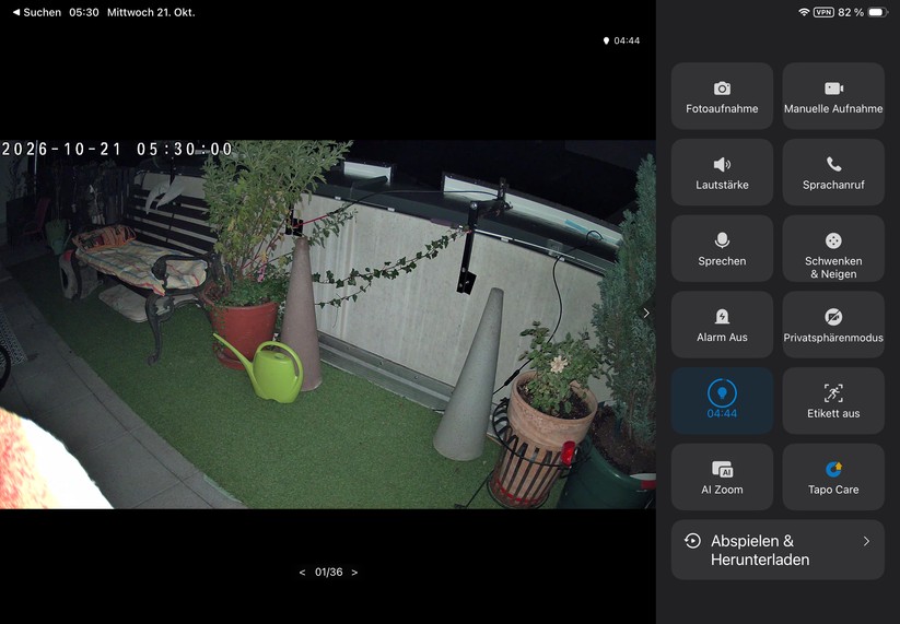 Die Tapo-App ist auch für Tablets optimiert. Sie reagiert zügig und stellt den Kamerastream nahezu verzögerungsfrei dar.