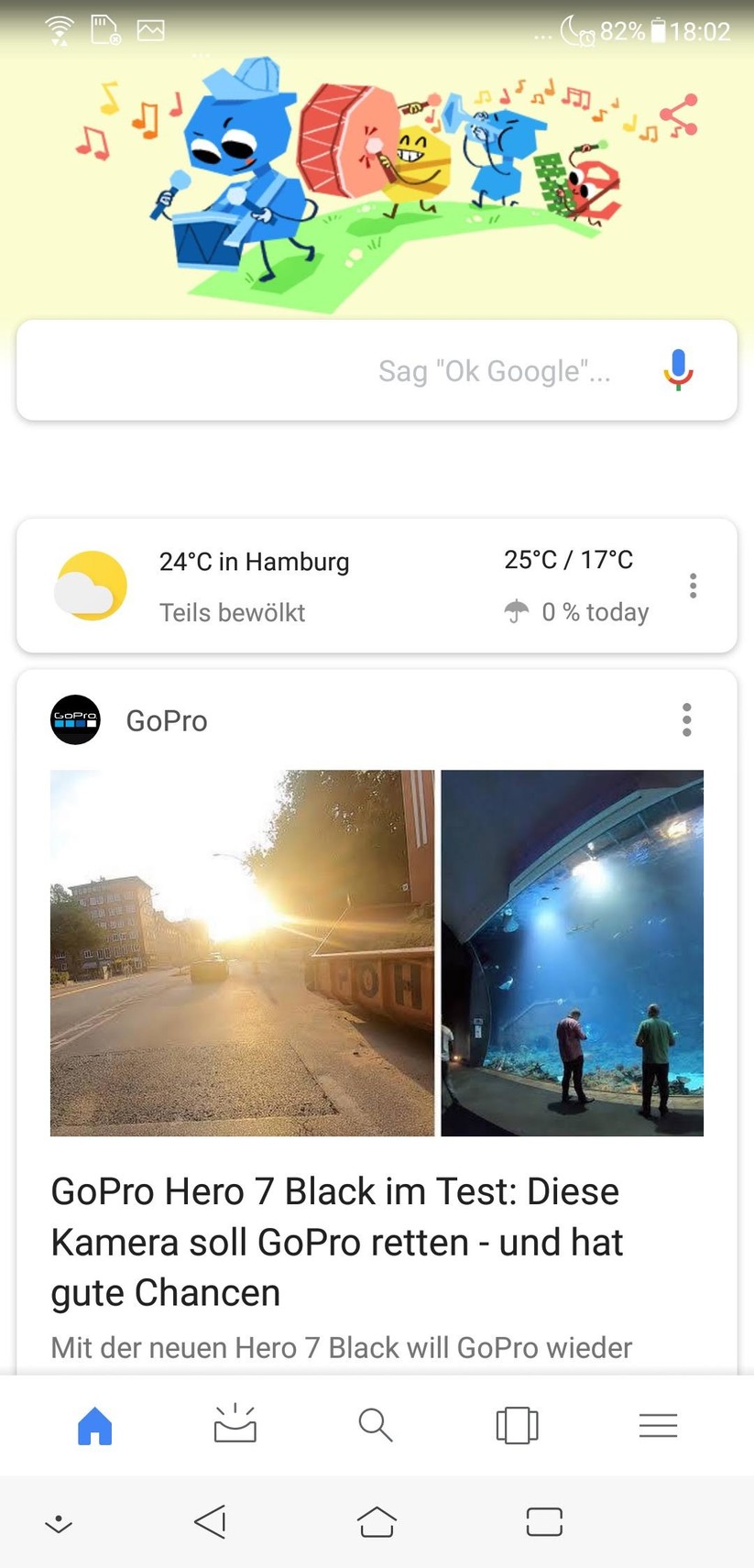 Google Now auf der Zen-UI-Oberfläche auf dem Zenfone 5