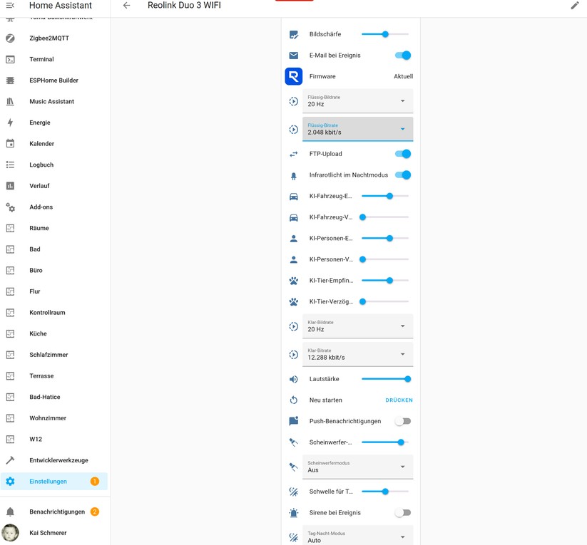 Reolink Duo 3 WiFi: Integration in Home Assistant