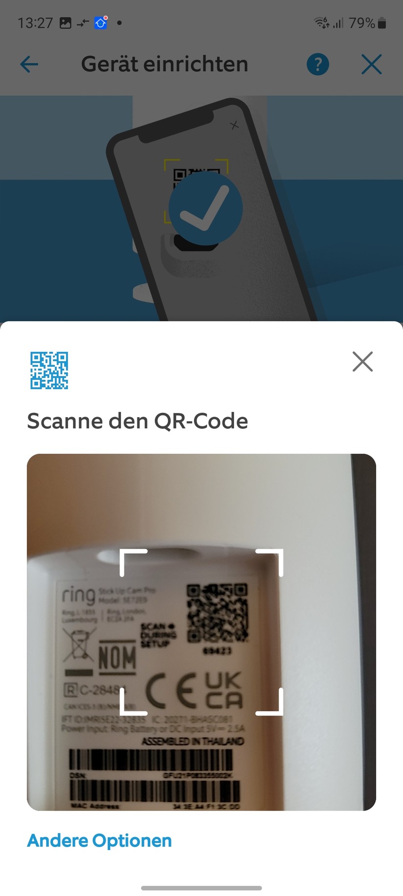 Ring Stick Up Cam Pro Akku: Die Einrichtung ist einfach und bietet viele Erläuterungen zur Kamera. Vorbildlich.