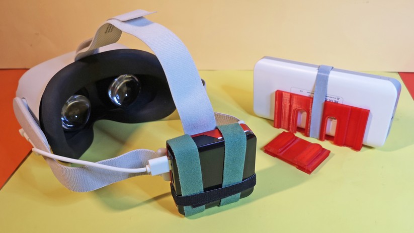 Zubehör Oculus Quest 2: Powerbanks können auch ausgedruckt oder nur mit Klettband befestigt werden