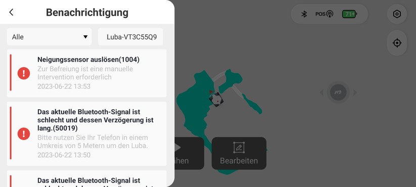 App des Mammotion Luba AWD 3000