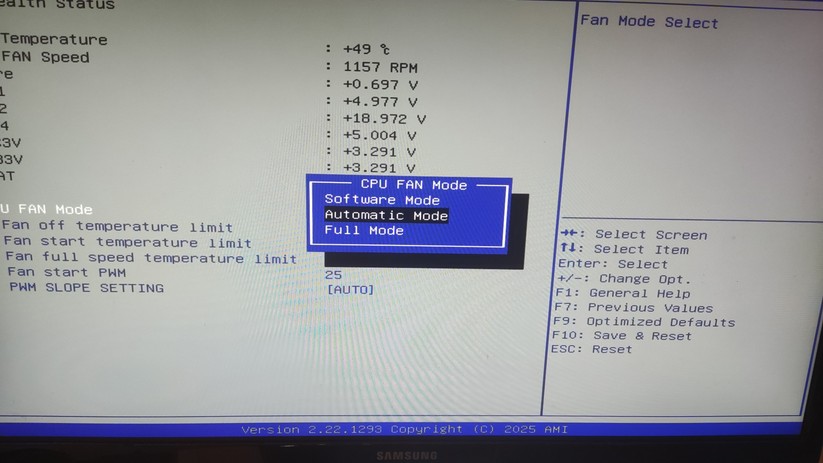 Ninkear M8: Lüftermodi im BIOS