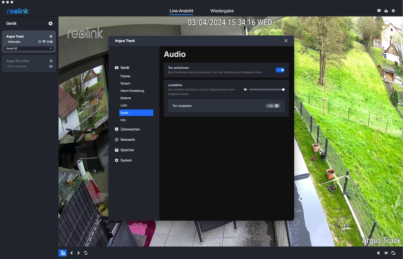 Reolink Argus Track: Konfiguration mit Desktop-App