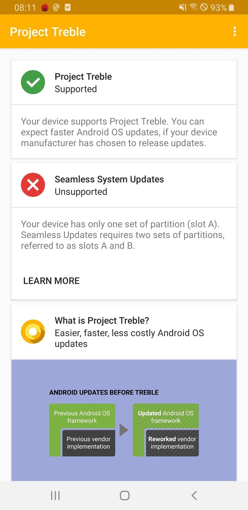 Project Treble unterstützt das Samsung Galaxy A7 nicht vollständig