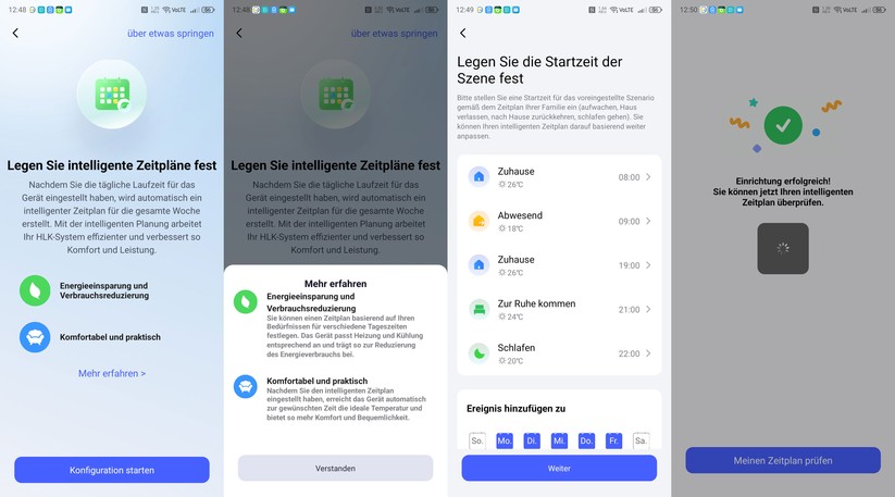  Im Zigbee-Betrieb unterstützt die App das Erstellen von Zeitplänen.