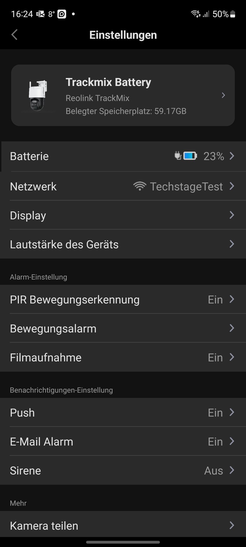 Reolink Trackmix Akku: App-Oberfläche und Beispiel-Bilder