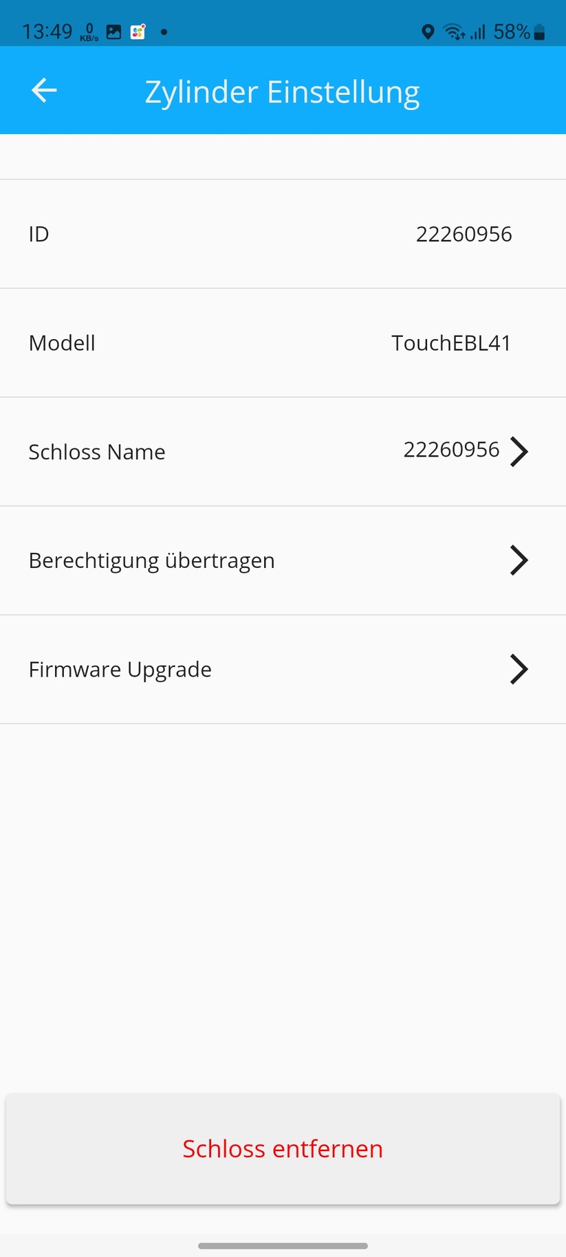 Welock Fingerprint Smart Lock Touch 41: App