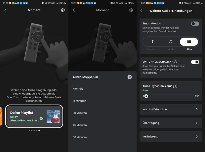 Mit der App JBL One lässt sich die Bar 1300MK2 bequem einrichten und konfigurieren. Trotz der vielen Funktionen ist die App übersichtlich und intuitiv bedienbar.
