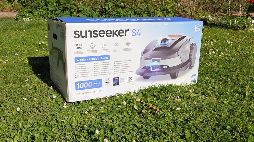 Sunseeker S4: LiDAR-Mähroboter für 1000 m², Hinterrad-Antrieb, 18 cm breites Schneidesystem,   4-Ah-Akku mit 3-A-Ladegerät