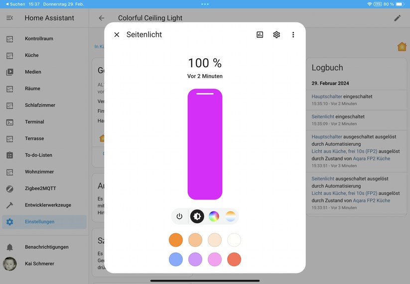 Dank Matter-Kompatibilität lässt sich die Aqara-Deckenleuchte unter anderem auch über Apple Home, Homey Pro und Home Assistant steuern. 