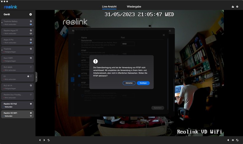 Der Datenverkehr ist mit Onvif allerdings unverschlüsselt. Da dieser aber im lokalen Netzwerk stattfindet, ist in puncto Sicherheit kein Problem.
