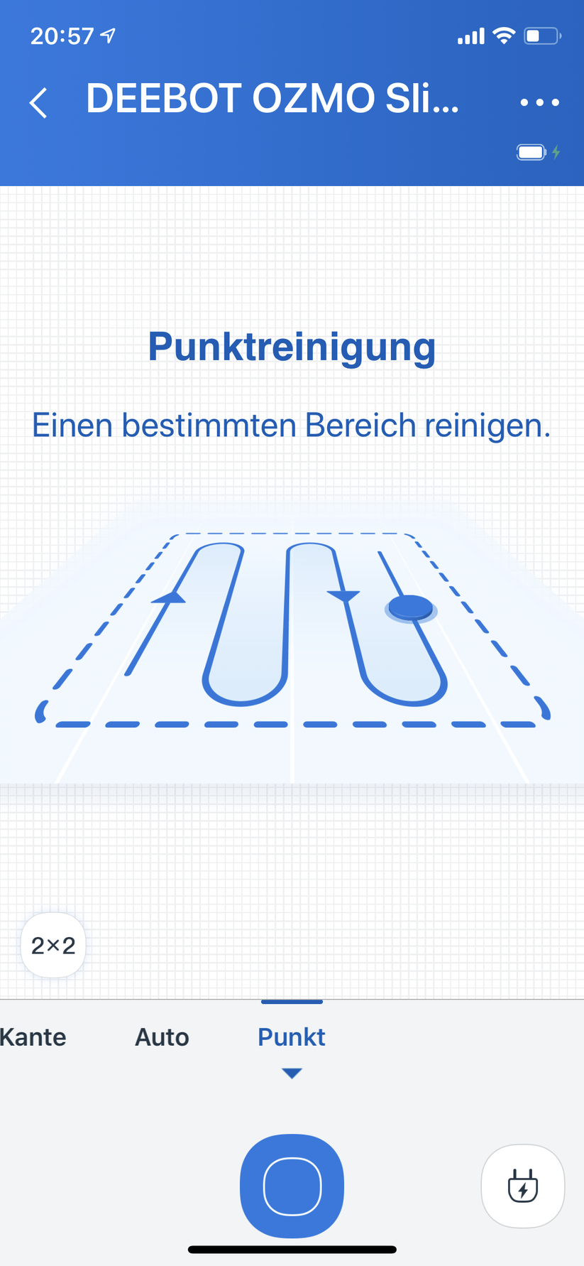 Linienprogramm für die Teilreinigung eines Bereichs