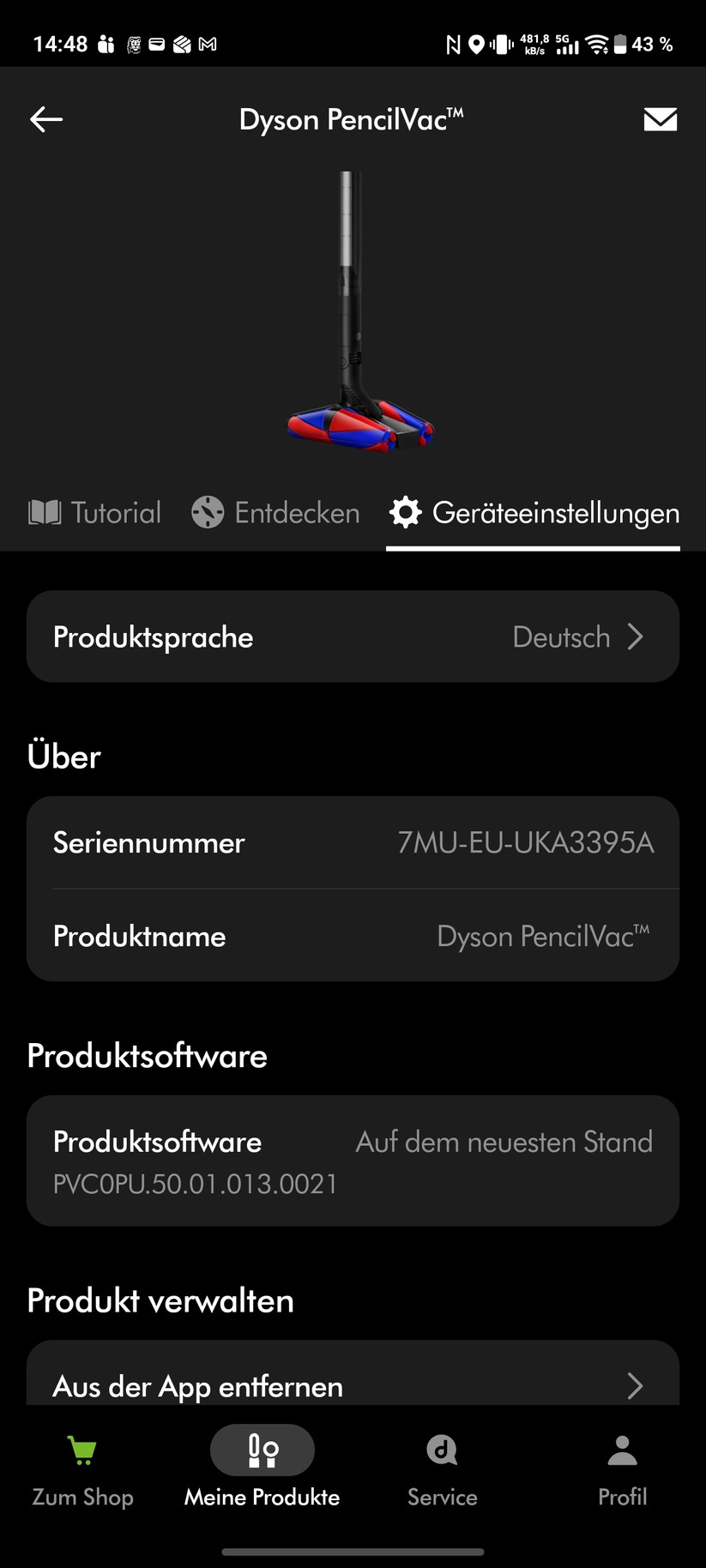 Dyson Pencilvac Screenshot