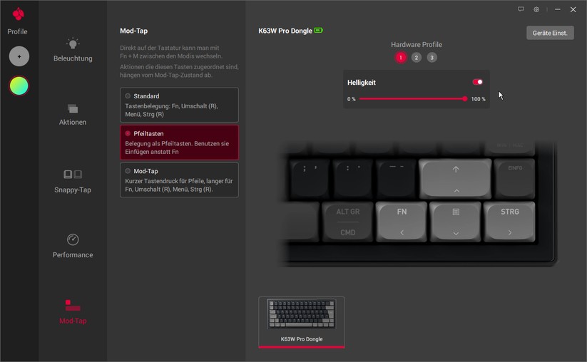 Cherry Xtrfy K63W Pro Compact Ultra-Wideband - Bilder App