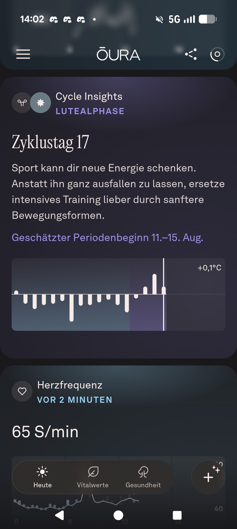 Oura Ring 5: App-Screenshots