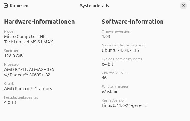 Minisforum MS-S1 Max: Die Linux-Tests erfolgen mit Ubuntu