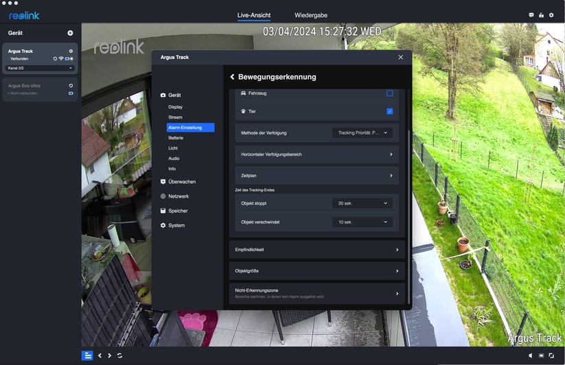 Reolink Argus Track: Konfiguration mit Desktop-App