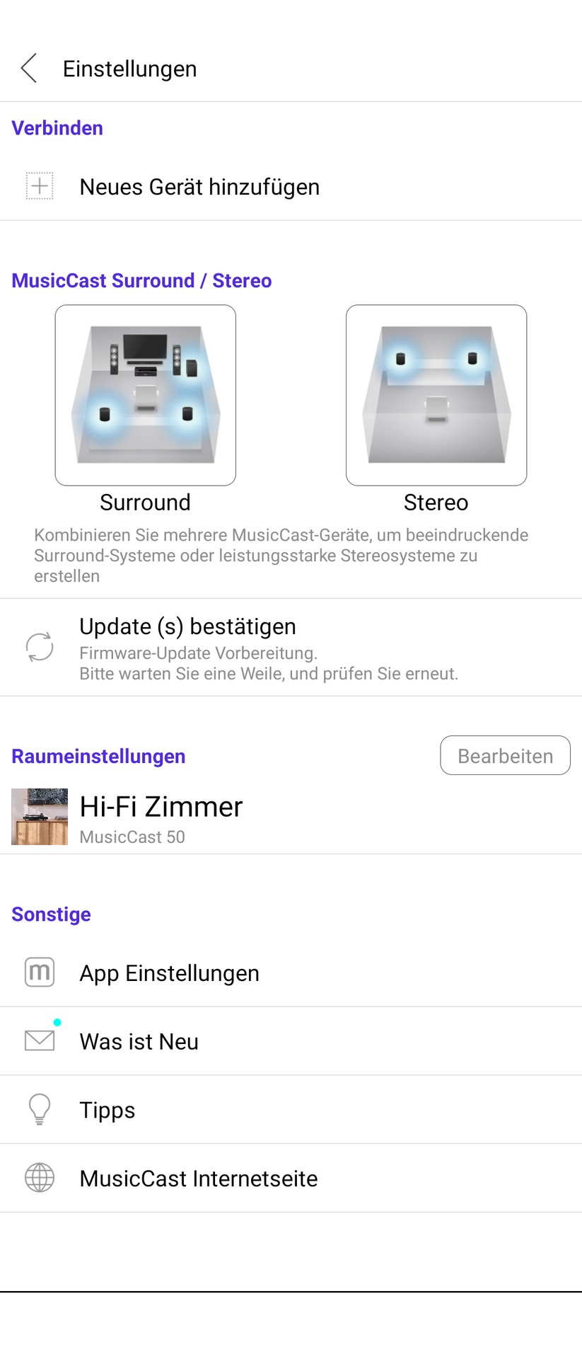 Yamaha Musiccast 50 - App