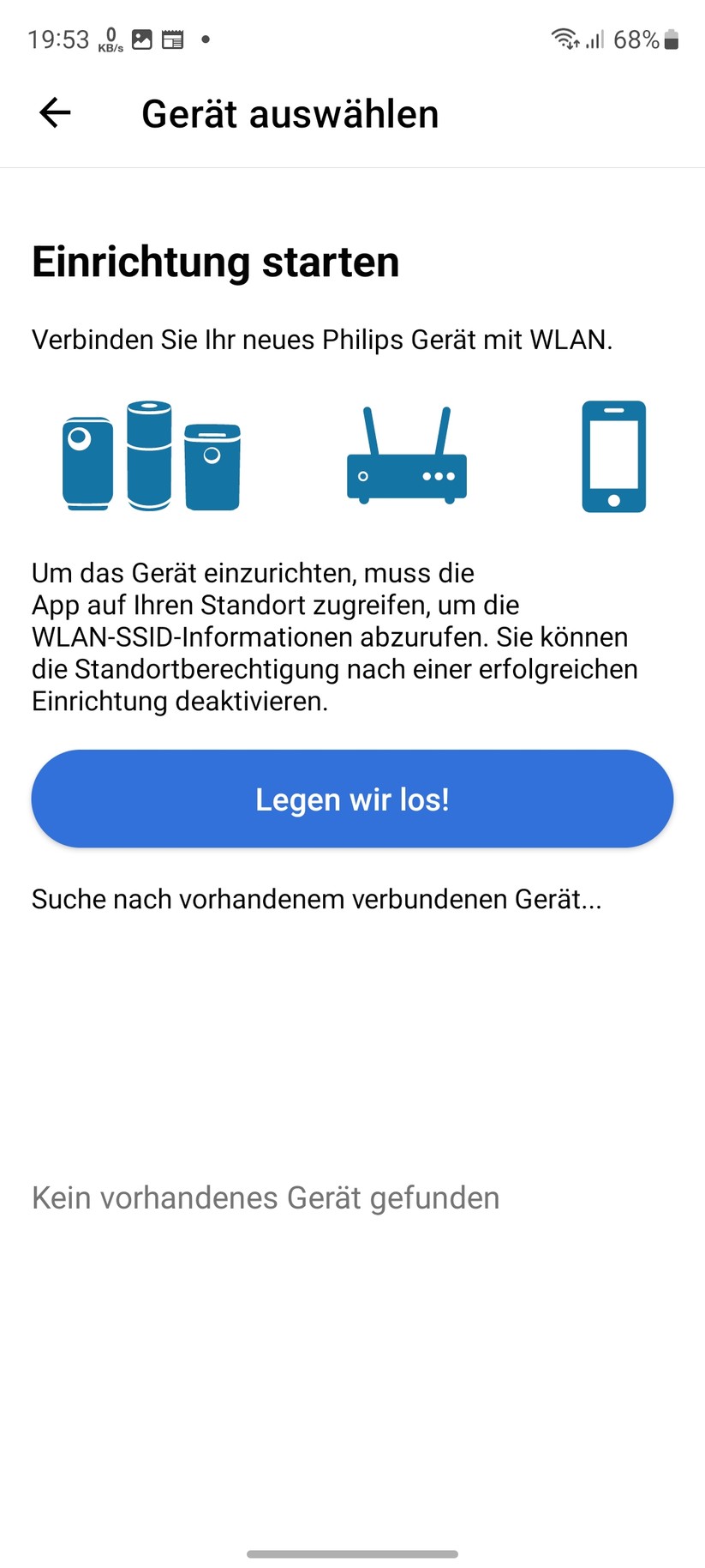 Philips AC3033/10: App, Einrichtung, Einstellungen