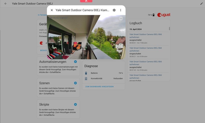 Yale Smart Outdoor Camera: Integration in Home Assistant