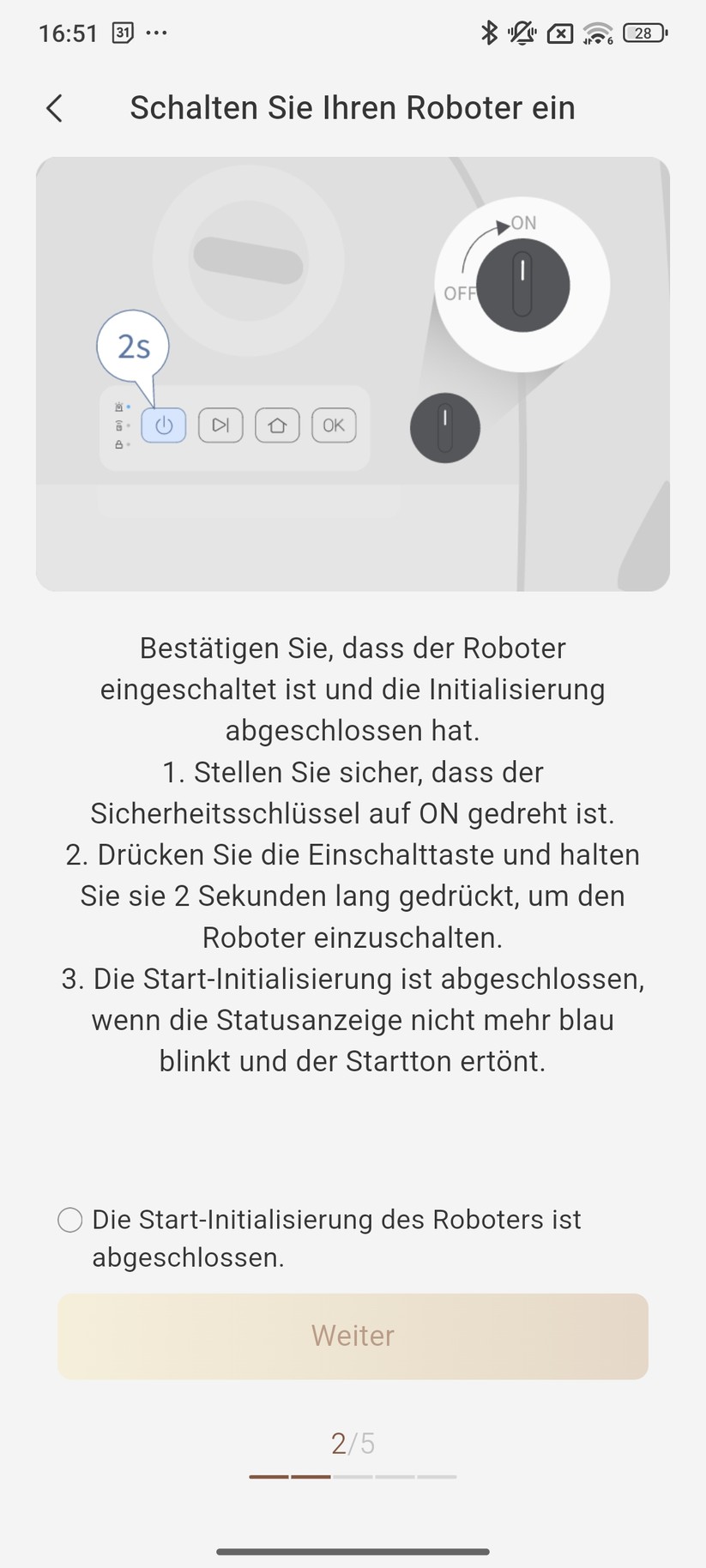 Mova 1000 – Einrichtung