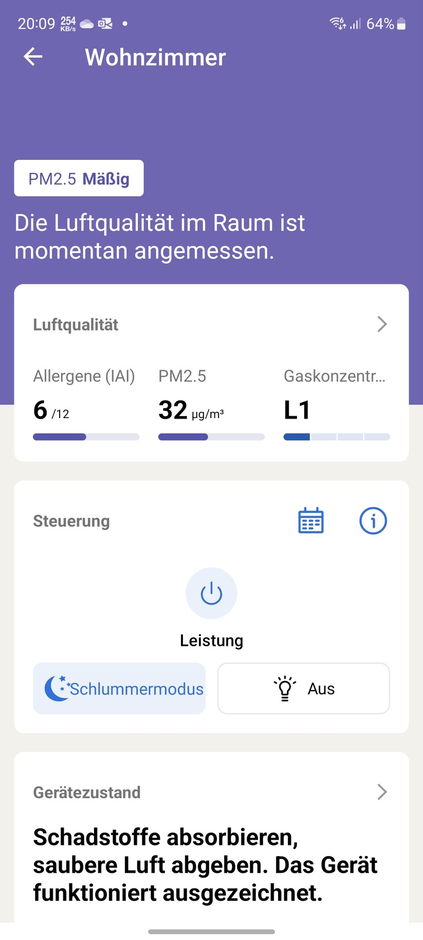 Philips AC3033/10: App, Einrichtung, Einstellungen