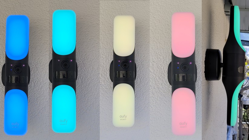 Eufy Wall Light Cam S100: Die erste Wandleuchte mit Überwachungskamera, die in unterschiedlichen Farben leuchtet.