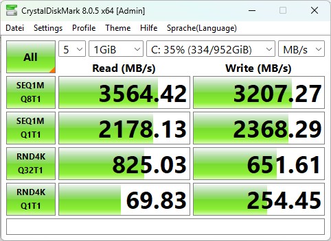 Chuwi Core Book X im Test: Speicher-Benchmark Crystaldiskmark