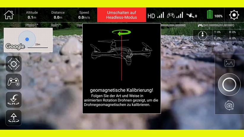 Die Kalibrierung vor jedem Flug dauert etwa 20 Sekunden.