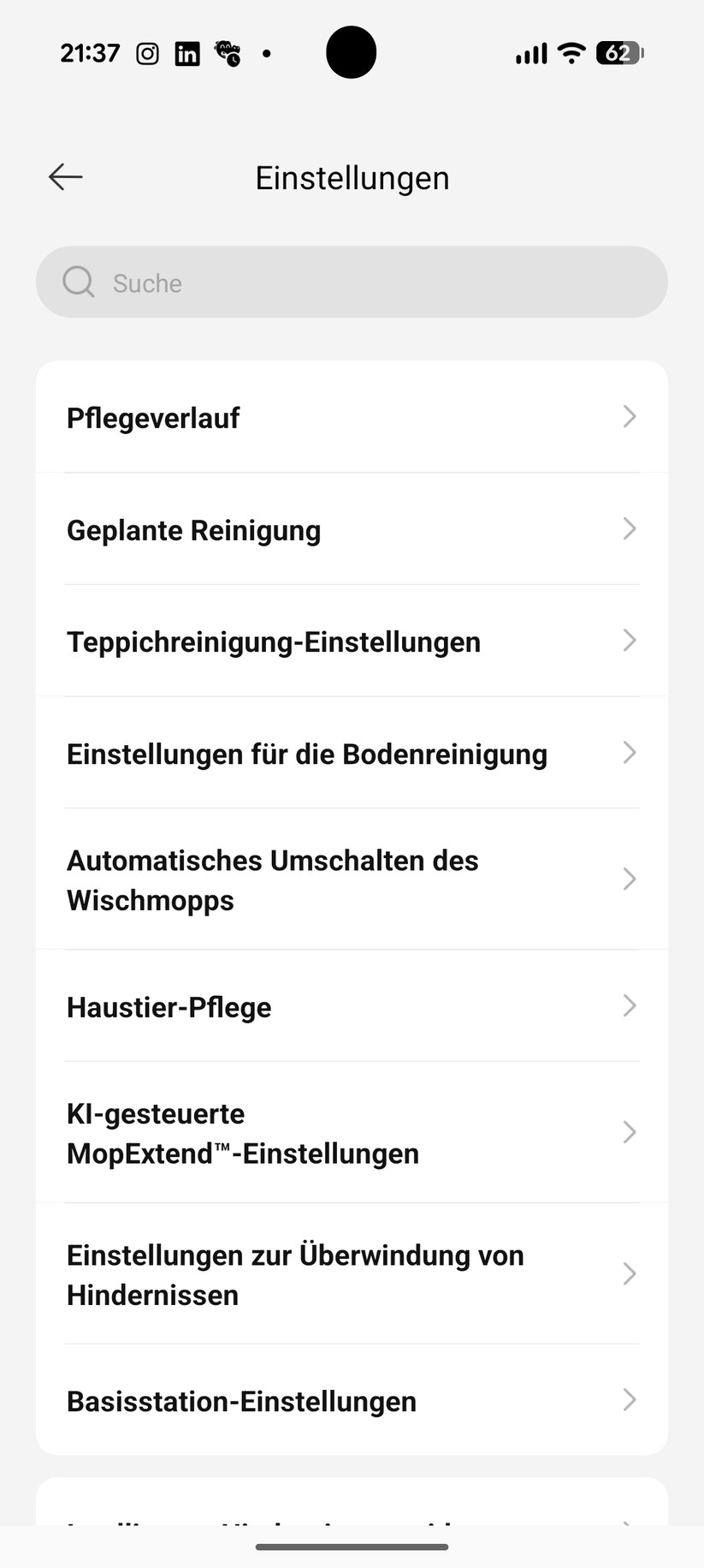 Dreame Matrix 10 Ultra – Einstellungen in der App 