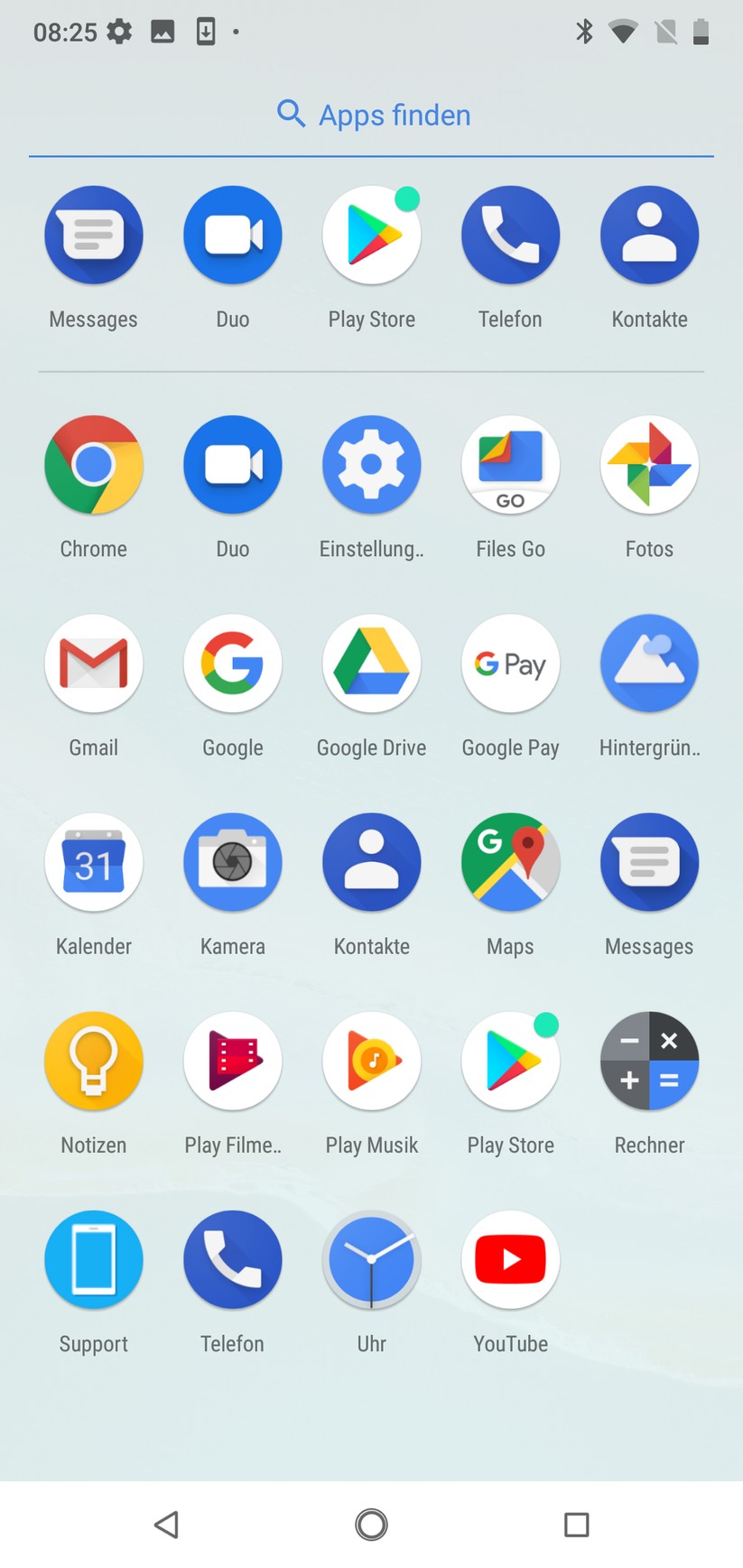 Hauptmenü (App-Drawer)