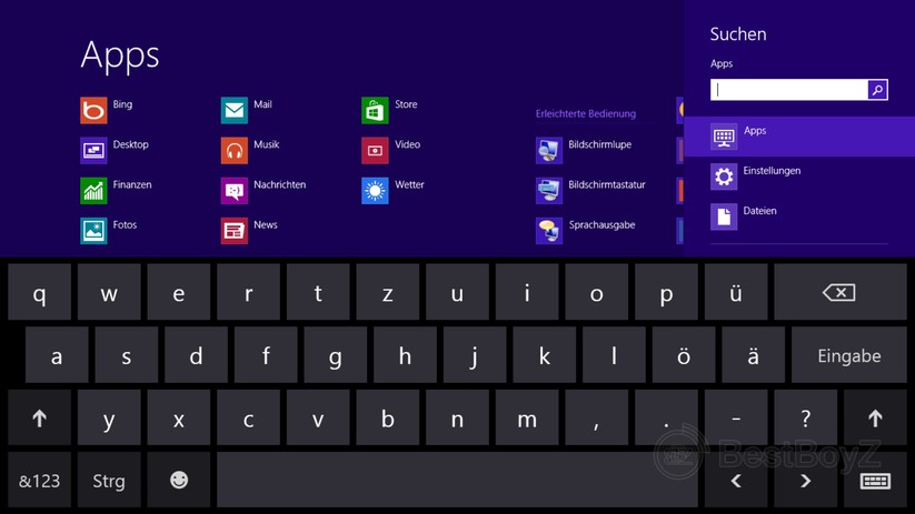 Bildschirmtastatur in Windows RT