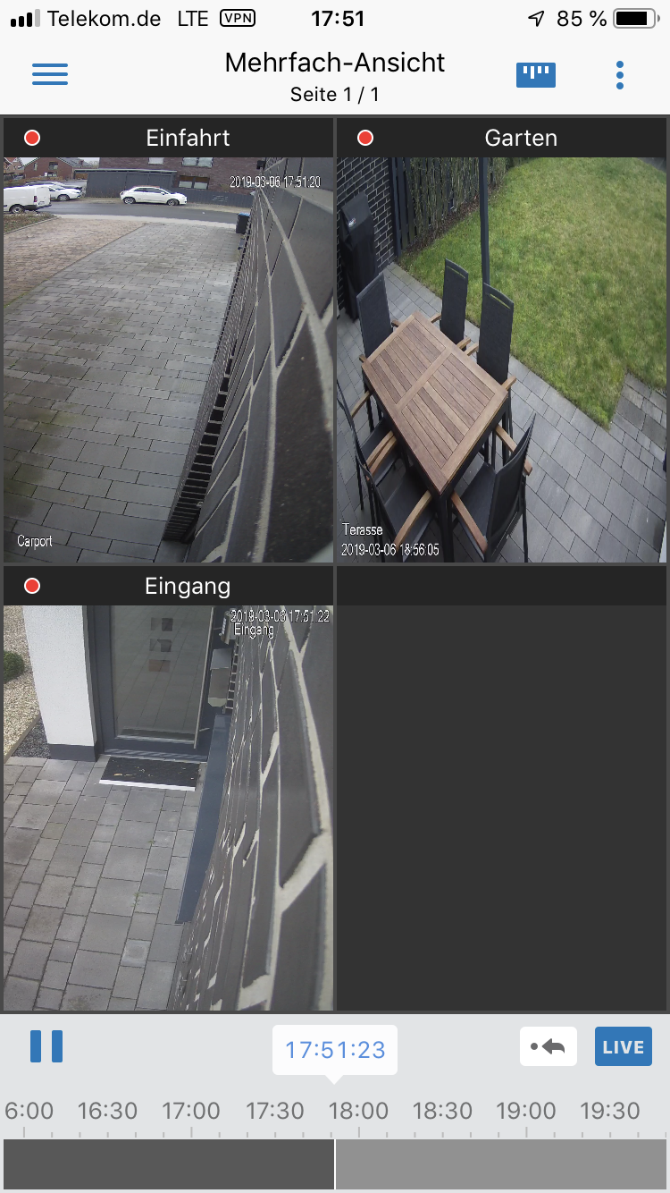 Die Live-View-Ansicht funktioniert im Webbrowser oder per App.