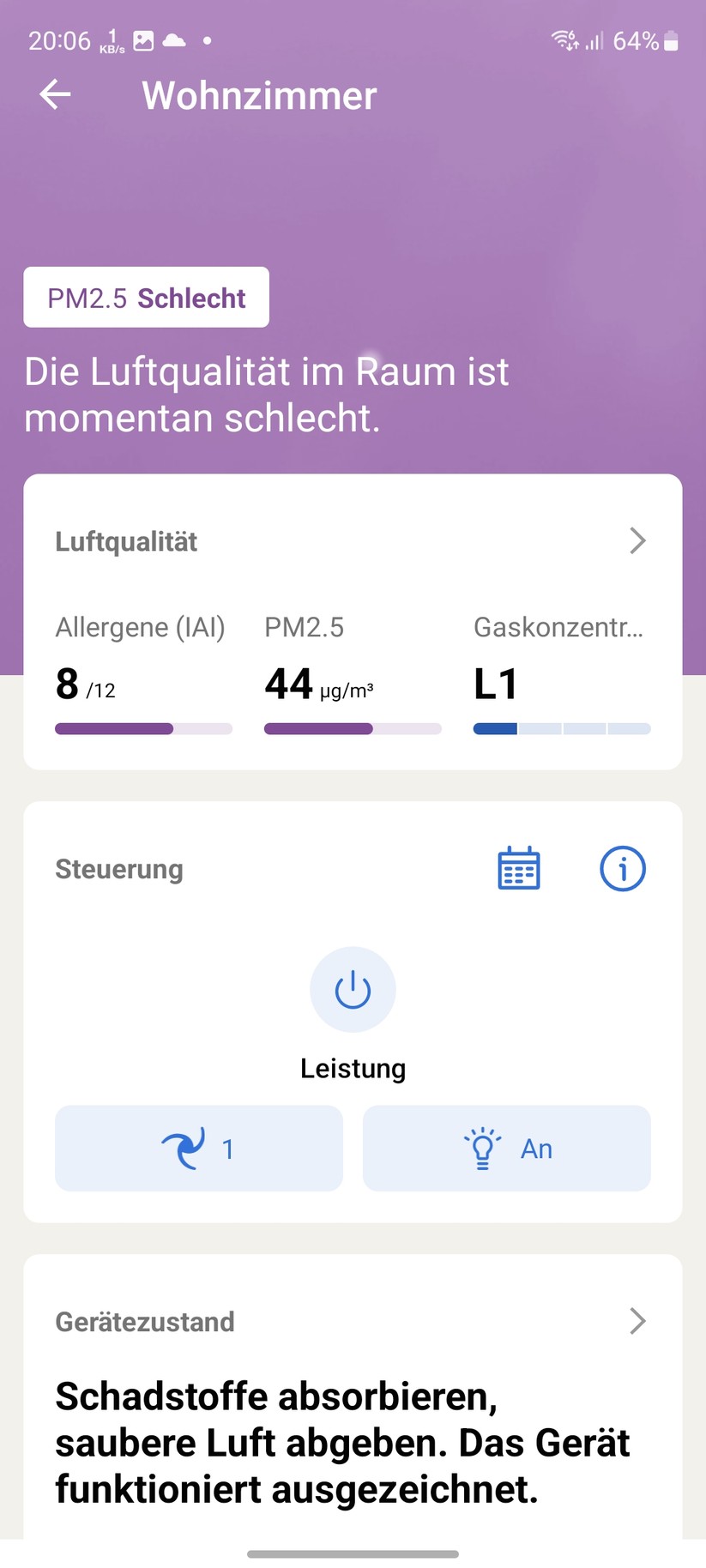 Philips AC3033/10: App, Einrichtung, Einstellungen