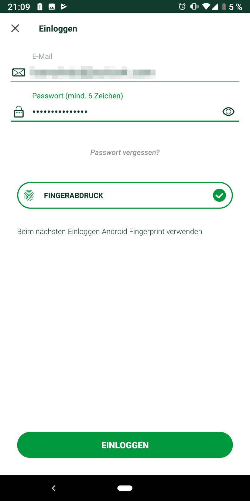 gleich danach muss man sich anmelden …