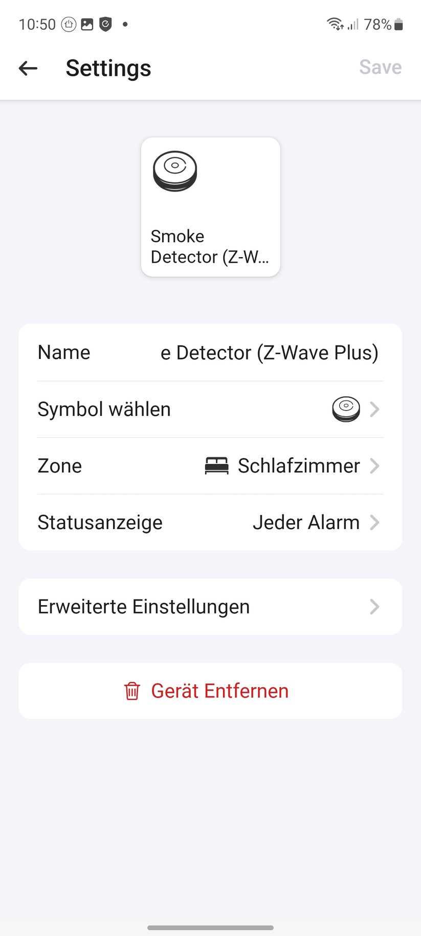 Der Fibaro Rauchmelder kommuniziert über Z-Wave und lässt sich in kompatible Smart-Home-Zentralen wie Homey Pro einbinden. Damit steht er für Automatisierungen in Kombination mit anderen Smart-Home-Komponenten zur Verfügung.