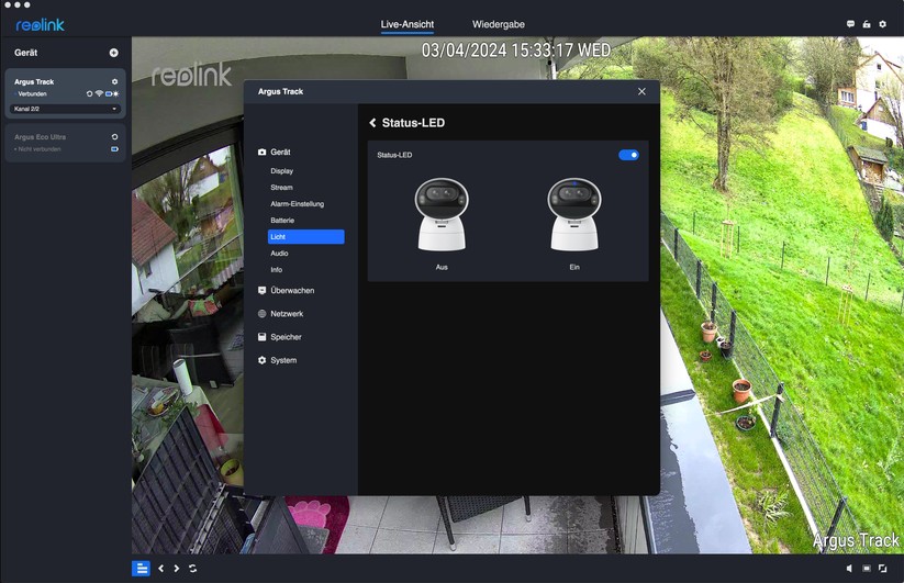 Reolink Argus Track: Konfiguration mit Desktop-App