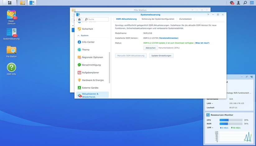 Das Web-Interface von Synology ist vorbildlich.