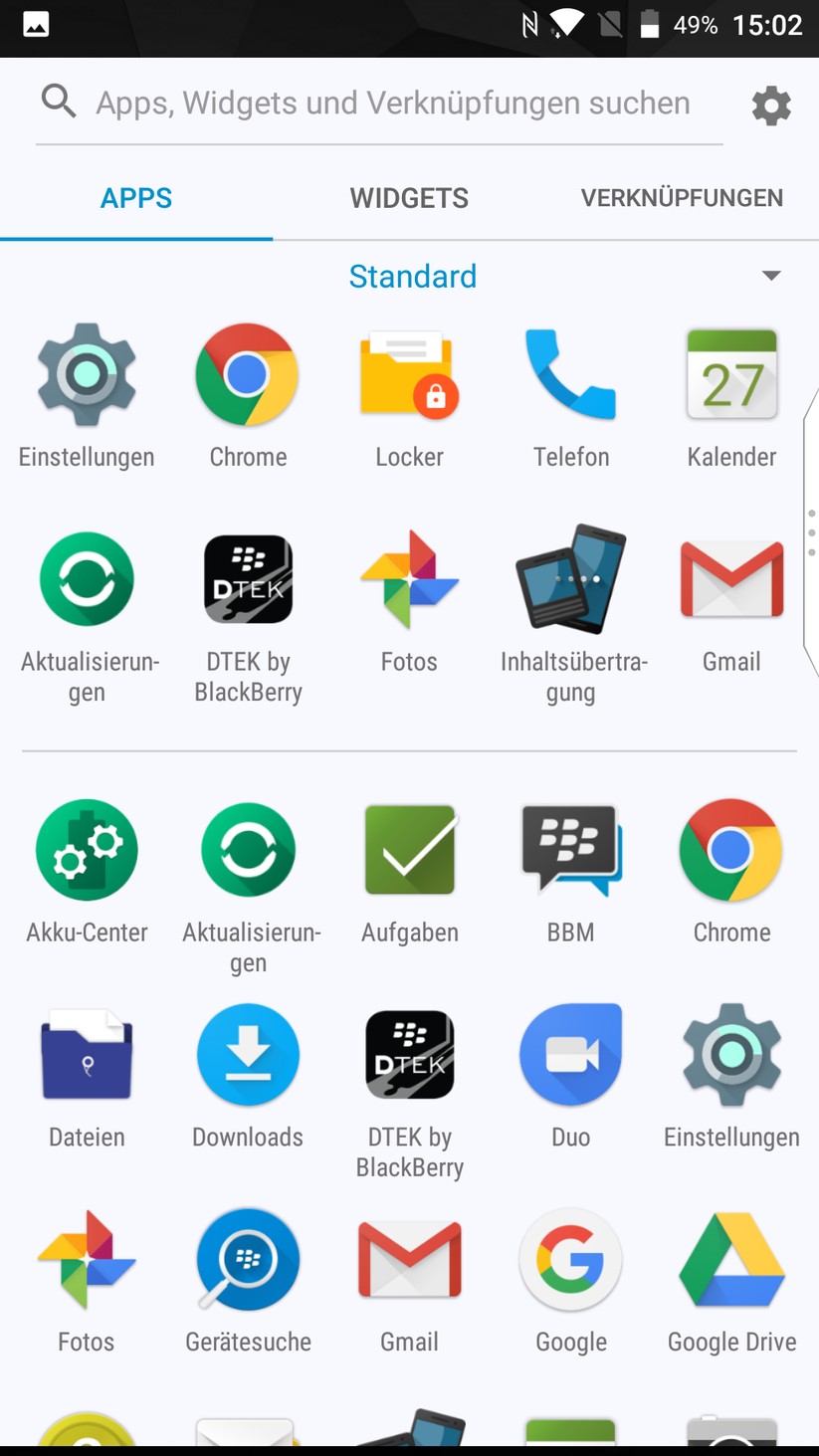 Hauptmenü (App-Drawer)